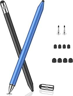 3 in 1 Stylus Pens for Touch Screens, High Sensitivity & Precision Capacitive Stylus Pencil for Apple iPad iPhone Tablets Samsung Galaxy All Universal Touchscreen Devices (2 Pack-Black/Blue)