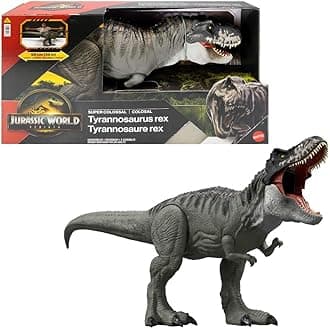Mattel Jurassic World Rebirth Super Colossal Tyrannosaurus Rex Action Figure, T-Rex Dinosaur Toy Swallows Minis, Movie-Accurate Posable​​​, JGB52
