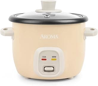 AROMA® Mini Rice Cooker, 2-Cup (Uncooked) / 4-Cup (Cooked), Grain Cooker, Soup Maker, Oatmeal Cooker, Auto Keep Warm, 1 Qt, Milk Tea color