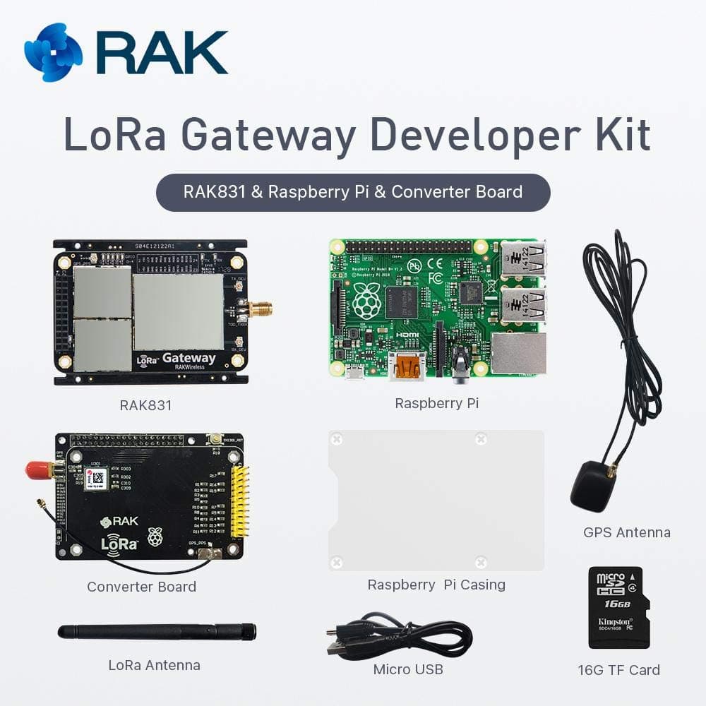 RAKwireless RAK831 LoRa/LoRaWan Gateway Developer Kit with Raspberry Pi and MAX-7Q GPS (AS 923MHz)