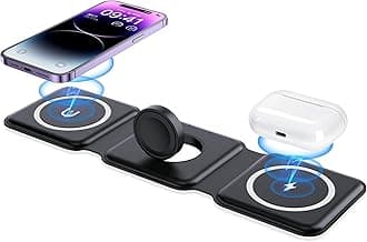 Wireless Charger 3 in 1, Magnetic Foldable Wireless Charging Station for iPhone 13/12/11 Pro Max/X/Xs Max/8/8 Plus, AirPods 3/2/pro, iWatch Series 7/6/5/SE/4/3/2, and Samsung Phones(Black)