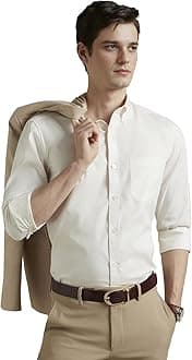 Louis Philippe Men's Regular Fit Easy to Iron Everyday wear Premium Cotton Full Sleeve Solid Formal Shirt