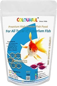 COLOURFUL AQUARIUM - High Protein Fish Food for Tropical and Pond Fish | Aquarium Fish Food in 4 Different Sizes | Fast Growth and Colour (4mm 100g, Pack of 1), All Life Stages, Pellet