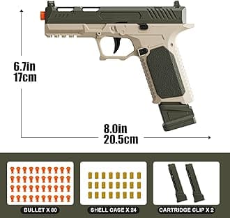 2Pack Soft Bullet Toys Gun - Semi-Automatic Handgun with Shell Ejection and Auto Rebound, Outdoor Game Toy Foam Blasters & Guns for Boys Girls Halloween Christmas Birthday Gifts (Sig17-Black+Green)