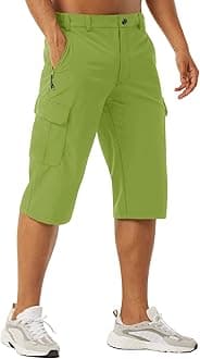 EKLENTSON Men's Workout Shorts Quick Dry Gym Hiking Shorts Zipper Pockets Lightweight Athletic 3/4 Capri Pants for Men