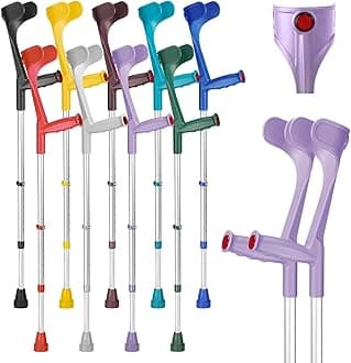 Ossenberg Classic Open Cuff Ergonomic Grip Elbow Crutches – Lilac – Pair | Lightweight Height Adjustable Economy Comfort Coloured Forearm Crutches for Adults Men & Women Mobility and Walking Aids