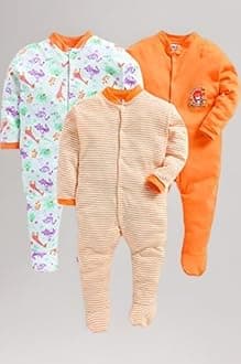 100% Cotton Rompers/Sleep Suits/Jumpsuit/Night Suits for Baby Boys & Girls, Infants, New Born Pack of 3