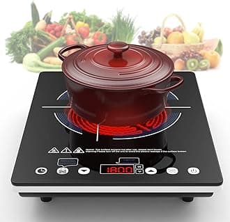 VBGK Electric Cooktop,110V Electric Stove Top,Single Burner LED Touch Control,9 Power Levels, Kids Lock &Timer,Overheat Protection,1800W Portable Induction Cooktop.