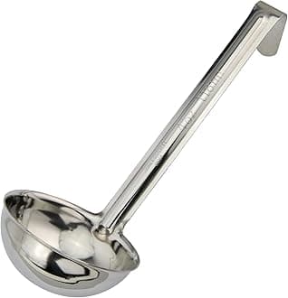 Winco LDI-40SH, 4 Oz Stainless Steel Soup Ladle with 6-Inch Handle, One Piece Sauce Portioner, Solid Serving Spoon, NSF