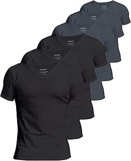 Comfneat Men's Undershirts 100 Percent Cotton Underclothing Comfy V-Neck T-Shirts (4-Pack/6-Pack)