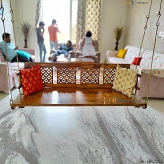 Reversible Wooden Swing (Jhula) Onjle, Wooden Jhula for Living Room Without Cushion - EVA (64 Inch)
