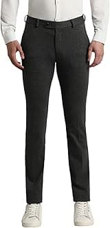 Peter England Men's Slim Fit Mid Rise Formal Stretchable Knit Super Trouser | Comfort Lycra | 360-Degree Stretch