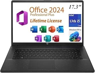 HP Business Laptop, 17.3" HD+ Display,13th Gen Intel Core i5-1334U Processor, 16GB RAM, 512GB NVMe SSD, Free Lifetime Office 2024, Long Battery Life, WiFi 6 Windows 11 Pro, Jet Black