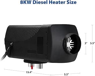 ChuBu Diesel Heater 2/5/8KW 12V-24V Low Fuel Consumption Portable Diesel Air Heater Low Noise, Fast Heating Defrost Defog for Campers, Truck, Trailer, RV, Boat, Garage - Black 8KW