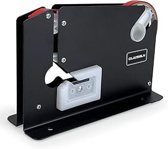 Steel Tape Bag Sealer Machine with Trimmer Blade, Heavy Duty Metal Produce Bag Sealing Taper Dispenser, Ideal for Ground Meat Packaging System