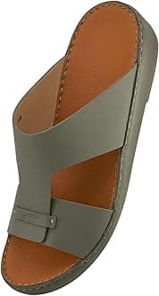 AL NAHHAM Handmade Arabic Sandals For Men | Outdoor Mens Slippers | Everyday Flip Flops Open Toe | Full Genuine Softy Leather | New Arabic Design | Tan Footbed | Comfortable & LightWeight