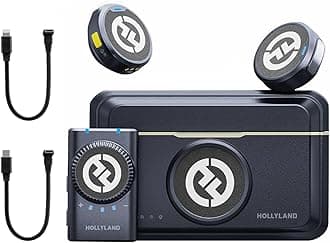 Hollyland Lark M2 Wireless Lavalier Microphone for Camera PC Laptop Phones, Mini Lapel Microphone Wireless, 48KHz 24Bit, 1000ft Range, Noise Cancellation, 30H Battery for Video Recording, Streaming