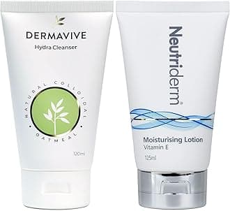 Pre-Makeup Skincare Combo, Vitamin E Moisturiser 125 Ml And Dermavive Hydra Cleanser Lotion (Combination) 120 Ml