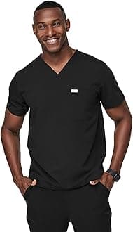 FIGS Leon Scrub Top for Men 3 Pockets, Tailored Fit, Modern V-Neck, 4-Way Stretch, Moisture-Wicking Men's Scrubs