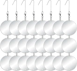 Upgraded Bird Scare Discs Set - Large 24 Discs - Highly Reflective Double-Sided Bird Reflectors Scare Devices - Better to Keep Most Birds Away Like Woodpecker and Pigeon