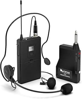 FIFINE Wireless Microphone System, Wireless Microphone set with Headset and Lavalier Lapel Mics, Beltpack Transmitter and Receiver,Ideal for Teaching, Preaching and Public Speaking Applications-K037B