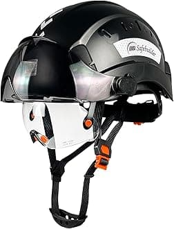 Construction Safety Helmet with Build-in Visor ABS Hard Hat with Visor Adjustable Ventilation Hardhats Work Head Protection ANSI/ISEA Z89.1