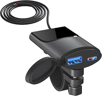 Graflsoa Motorcycle Phone Charger Dual USB AC Quick Charge 3.0 Motorcycle USB Charger Intelligent Power Outage Waterproof Motorcycle Accessories for Phone, Tablet,