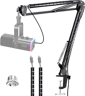 Boom Arm Compatible with Fifine Dynamic Microphone (AM8), Mic Arm for Fifne XLR/USB Gaming Podcast Recording PC Mic, Adjustable Scissor Mic Stand