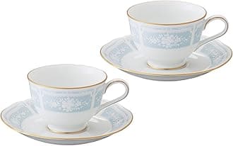 Noritake Fine Porcelain Lace Wood Gold tea and coffee porcelain bowl plate pair set Y6578A/1507 (japan import)
