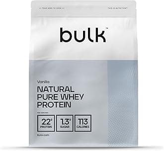 Bulk Natural Pure Whey Protein Concentrate, Shake Sweetened With Stevia, Vanilla, 500 g, 13 Servings, Packaging May Vary