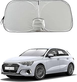 Audi A3 A4 A5 Windshield Sun Shade, Custom Fit Foldable Front Window Sunshade Visor, UV and Heat Protection Interior Cover, Fits 1995–2024 Models