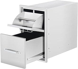 13" W x 20.5" H x 23" D Outdoor Kitchen Drawers with Paper Towel Holder, 2-La...