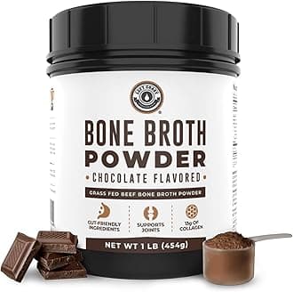 Bone Broth Protein Powder Chocolate 470ml, Grass Fed - Non-GMO, Gut-Friendly, Dairy Free Protein Powder,