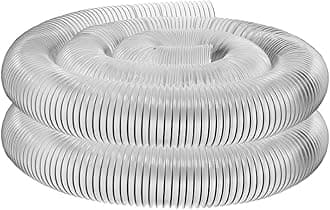 Amylove 2.5 Inch, 5 ft Heavy PVC Dust Collection Hose, Flexible Clear PVC Fume Hose with Stainless Steel Wire Coil and Clamp, Puncture Resistant Vacuum Fittings Dust Collector Accessories