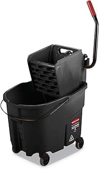 Rubbermaid Commercial Products WaveBrake 2.0 35 QT Side-Press Mop Bucket and Wringer, Black (1863896)