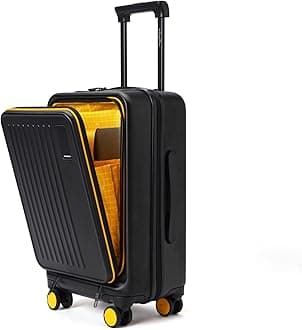 Polycarbonate The Transit Cabin Pro Luggage Small Cabin Size Poly-Carbonate Hard Sided 8 Hinomoto Wheels Suitcase for Travelling (Black & Yellow, 56 cm)