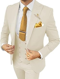 Wangyue Men's Suits 3 Piece Slim Fit Suits for Men Double Breasted Suit Men Business Wedding Prom Tuxedo Suit