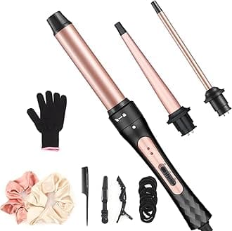Curling Wand 3 in 1 Curling Tongs Iron Set 9-32MM Interchangeable Ceramic Barrel Hair Curler Set for for Long Thick Thin Hair