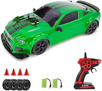 GoolRC RC Drift Car - 1:14 Scale 4WD High Speed RC Drifting Car for Adults with Cool Lights, 2 Batteries and Tires