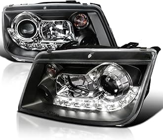 SPEC-D TUNING LED Black Projector Headlights Compatible with 1999-2004 Volkswagen Jetta/Bora Mk4, Left + Right Pair Headlamps Assembly