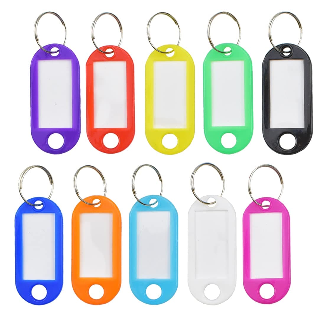 Key Fobs with Split Ring - 10 PCS ID Labels Keyring for Luggage Pet Name Memory Stick Tags - 10 Colors