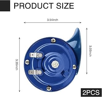 Pack-2 Car Snail Air Horn, 12V 300DB Stereo Sound Super Loud Warning Modification Horn, ABS + Metal Mini Size Waterproof and Rust-proof Honking Horn, Universal for Cars Motorcycles (Blue)