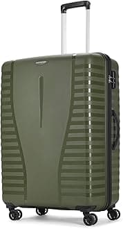 Aristocrat Airpro 8 Wheels Trolley Bags for Travel Hard Case Luggage, Lightweight Bag & Combination Lock|7 Years Warranty, Ivy Green, Check-In | 75 cm | Large, Spinner