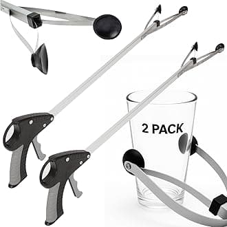 Vive Suction Cup Grabber Reacher 32" (2 Pack) - Elderly Grab It Reaching Pickup Tool Heavy Duty for Seniors - Trash, Sticks, Litter Picker Upper - Extra Long Reach Handle & Handy Extension Arm Claw