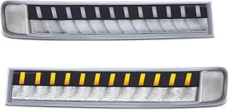 DNA MOTORING Pair Sequential Start Up LED DRL Turn Signal Bumper Lights Compatible with Chevy GMC Express Savana 1500 03-14 / Express Savana 2500 3500 03-23, Chrome/Clear, BL-LED-CEGS03-CH-CL1