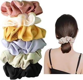 6PCS Soft Silk Hair Ties For Women, No Damage Spiral Elastic Ponytail Holders Dollar For Thick Hair Scrunchie