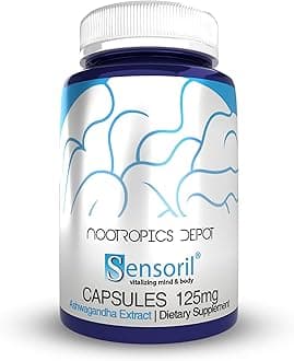 Nootropics Depot Sensoril Ashwagandha Capsules | 125mg | 90 Count | Ayurvedic Herb | Standardized Withania somnifera Extract
