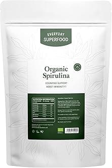 Organic Spirulina Tablets (60 Tablets) Raw Cold Pressed Spirulina Algae Certified Vegan & Kosher