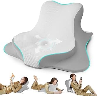 Reading Pillow for Bed, Lying, Leaning and Prone, Ergonomic Memory Foam Bed Wedge Pillow for Headboard, Chin & Back Support Pillows on Bedrest Couch Floor- White