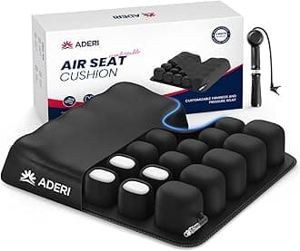 Airbag Wheelchair Cushion with Ventilation Channels for Pressure Sore & Ulcer, U-Shaped Inflatable Pressure Relief Seat Cushion for Tailbone, Back Pain Relief, Waterproof Fabric & Non-Slip Base